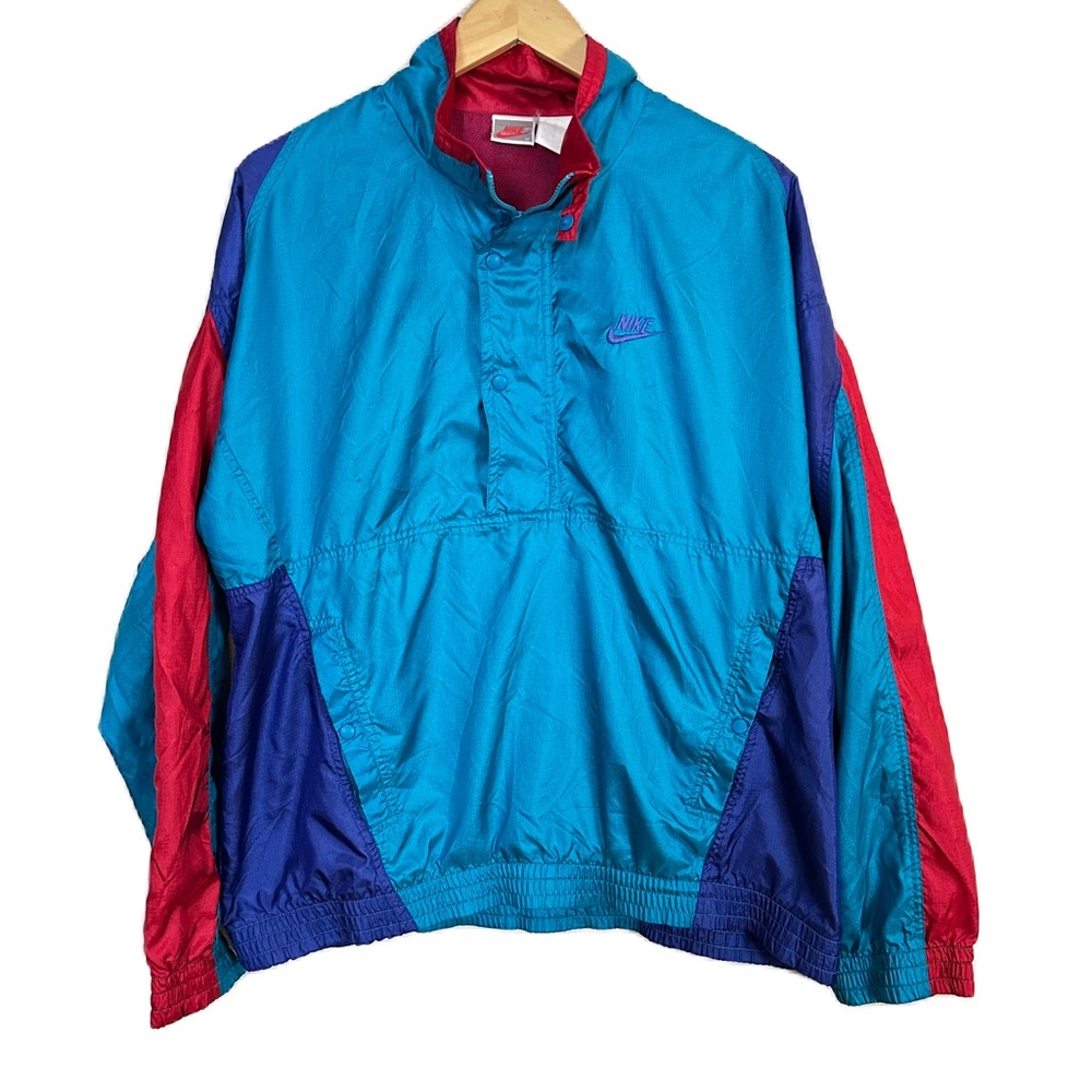Vintage Nike Windbreaker Jacket Gray Tag‎ 90s 1/4 Zip Nylon Anorak Men’s Medium